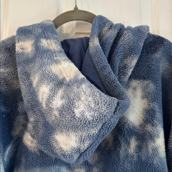 Women’s Aerie Offline Blue Tie-Dye Sherpa Fleece Full Zip Cropped Hoodie Size XL - Picture 8 of 10